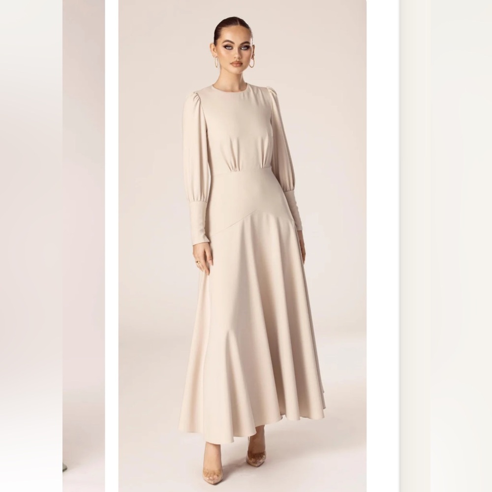 Veiled Collection Modest Elegant Cream Maxi Dress